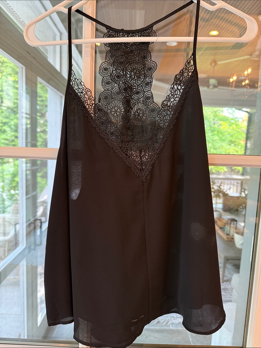 Astr Black Lace-Front V-Neck Camisole